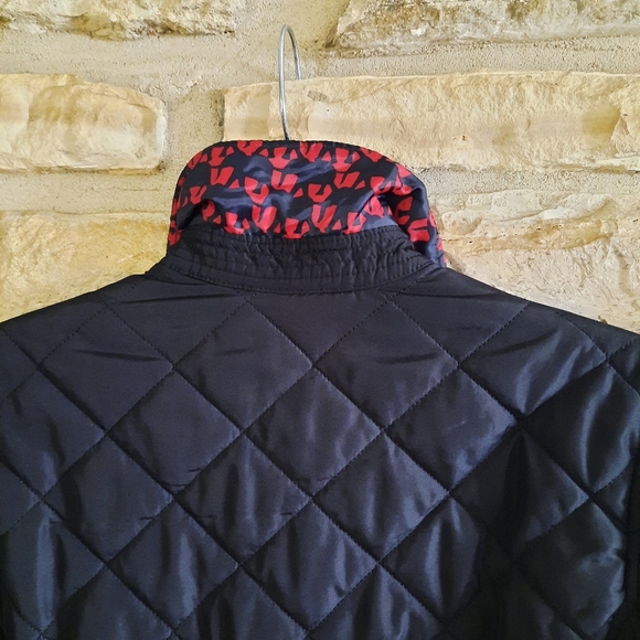 Crown & Ivy Lightweight Quilted Puffer Jacket Black Sz Small Flip Cuff Gold Snap - Picture 7 of 14